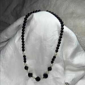Elegant Black/White/gold Beaded costume Necklace
